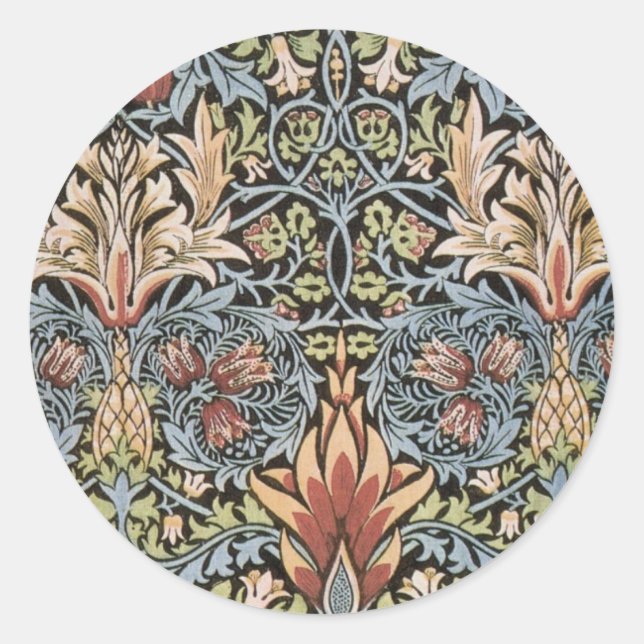 Snakeshead Design von William Morris Runder Aufkleber (Vorderseite)