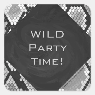 Snakeskin, grau, weiß und schwarz Mit Monogramm Quadratischer Aufkleber