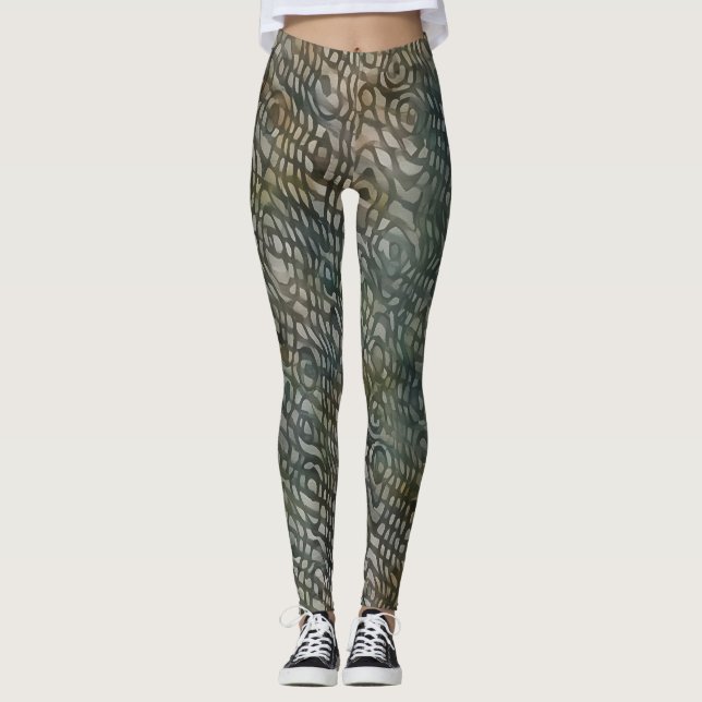 Snakeskin Pattern Wasserfarbener Geist Leggings (Vorderseite)