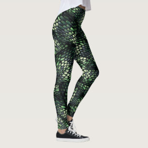 #Snakeskin, Schlangenhaut grün und schwarz Leggings