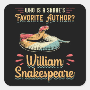 Snakespeare Cobra Snake Reptile Animal Funny Gesch Quadratischer Aufkleber
