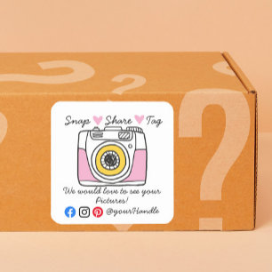 Snap & Share Danke Social Media Paket  Quadratischer Aufkleber