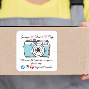 Snap & Share Danke Social Media Paket  Quadratischer Aufkleber