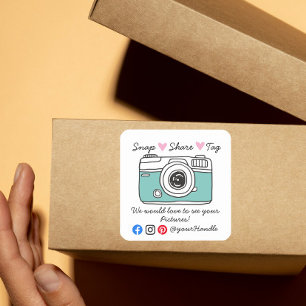 Snap & Share Danke Social-Media-Paket  Quadratischer Aufkleber
