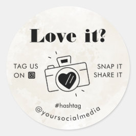 Snap-Tag für die Liebe "Cream Chic Marble" soziale Runder Aufkleber