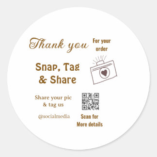Snap tag share social media q r code glitter pink  runder aufkleber
