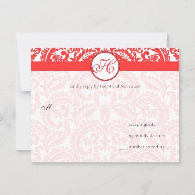 Snapdragon Coral Wedding RSVP Karte (Vorderseite)