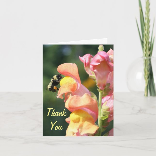 Snapdragon und Biene floral Dankeschön Karte (Vorderseite)