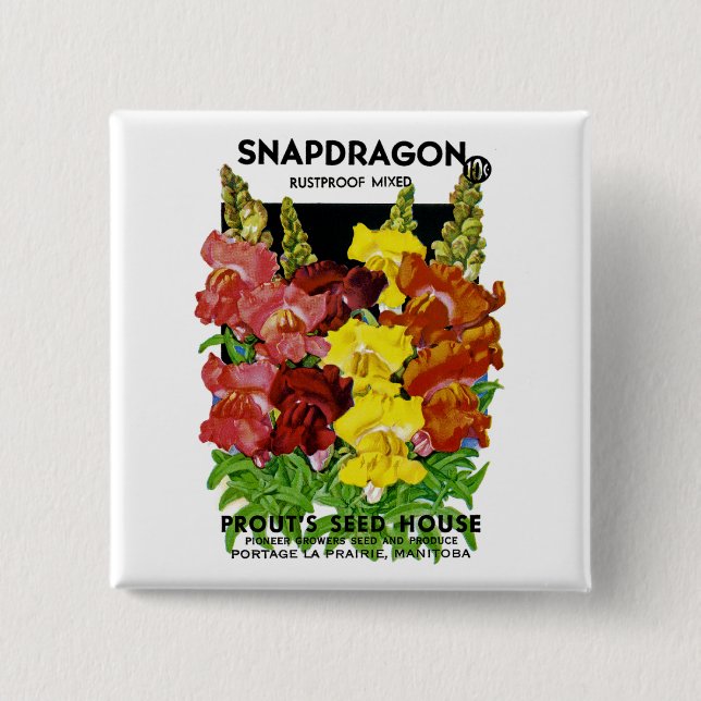 Snapdragon Vintag Seed Packet Button (Vorderseite)