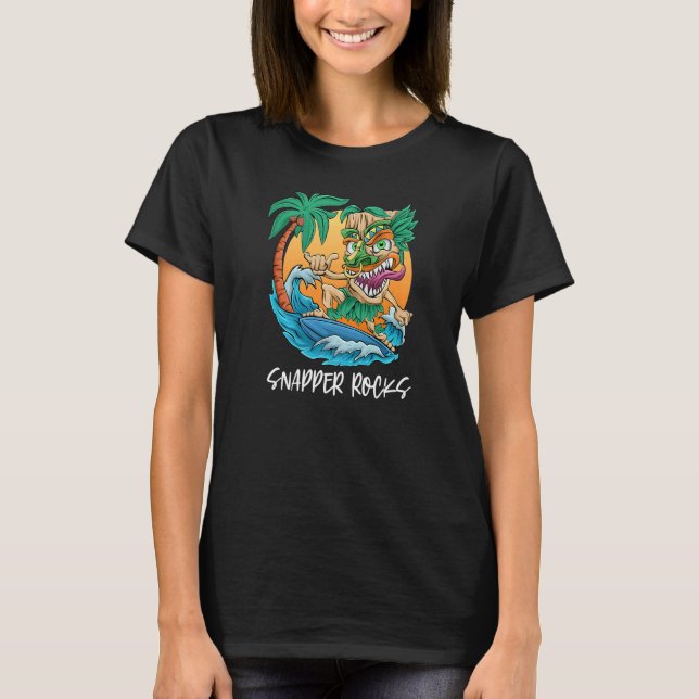 Snapper Rocks Australia Palm Tree Surfing Beach Va T-Shirt (Vorderseite)