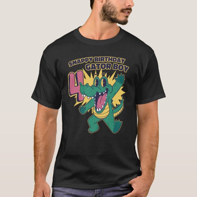 Snappy 4th Birthday Gator Boy Alligator Birthday T-Shirt (Vorderseite)