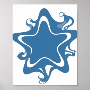 Snappy Blue BLUE STAR Statement Design Poster