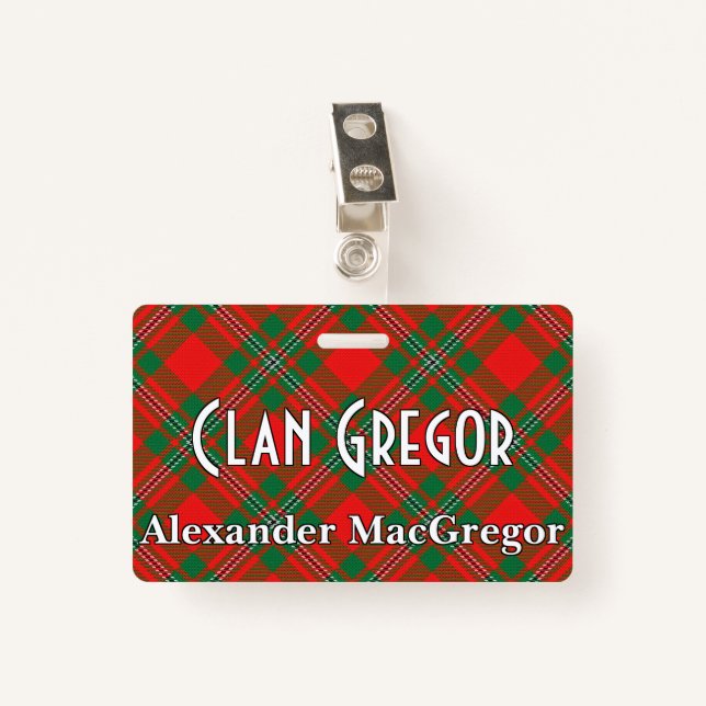 Snappy Clan Gregor MacGregor Tartan Ausweis (Vorderseite mit Klammer)