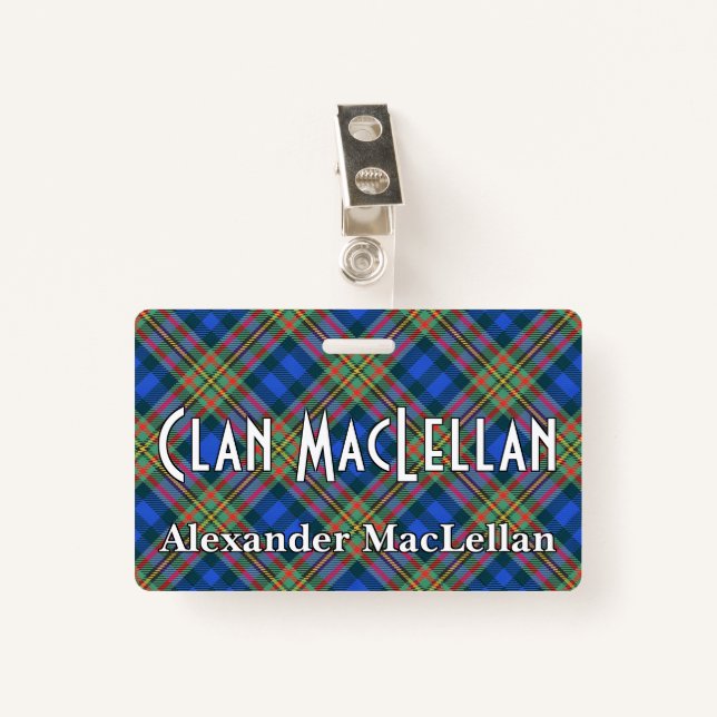 Snappy Clan MacLellan Tartan Ausweis (Vorderseite mit Klammer)