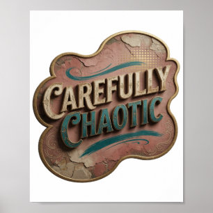Snappy Gold CAREFULLY CHAOTIC 3D Text Kunst Poster