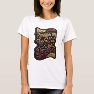 Snappy Gold RUNNING ON WINE AND BAD DECISIONS T-Shirt