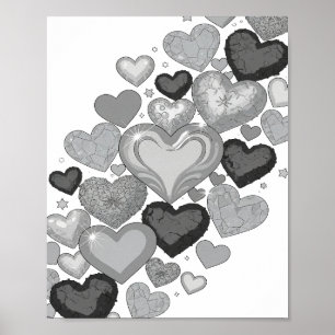 Snappy Gray HEARTS AND STARS Slogandesign Poster