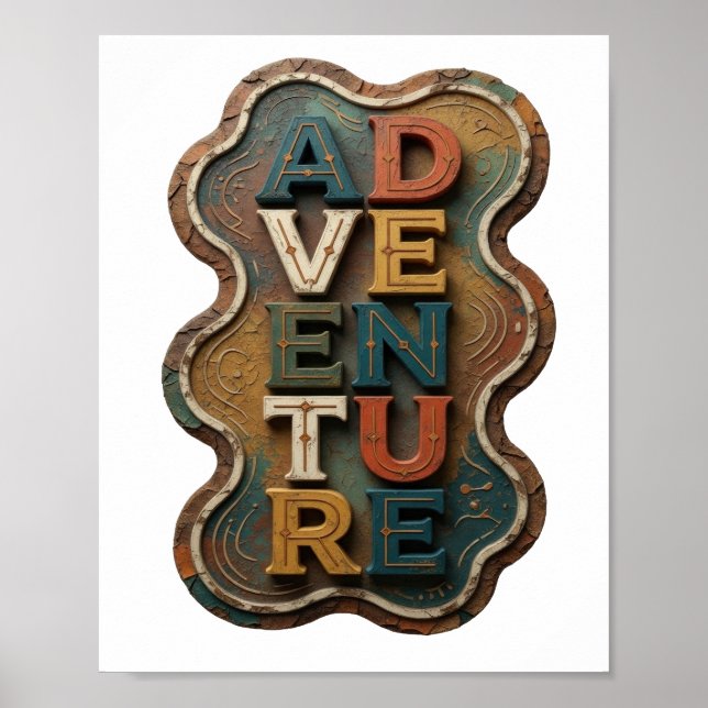 Snappy Orange ABENTEUER Statement Design Poster (Vorne)