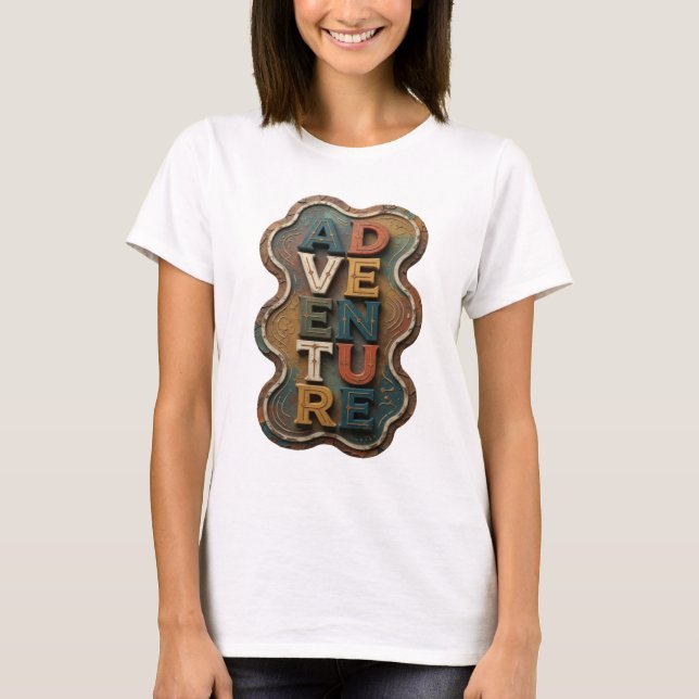Snappy Orange ABENTEUER Statement Design T-Shirt (Vorderseite)