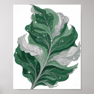 Snappy Silber GREEN LEAF WITH STARS Design Poster