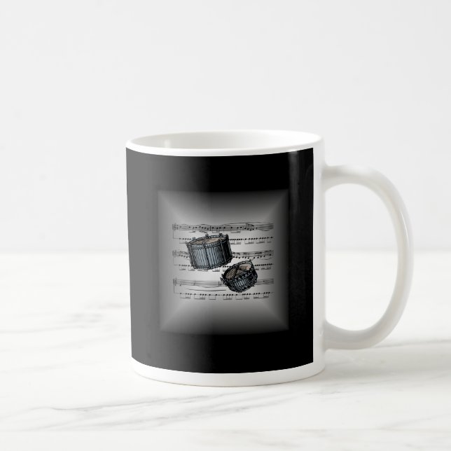 Snare Drum ~ 3-D Sheet Music ~ Silver & Black Back Kaffeetasse (Rechts)