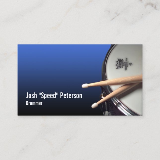 Snare Drum Blue Drummer Musician Business Card Visitenkarte (Vorderseite)