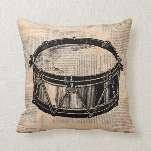 Snare Drum mit Zeitung Hintergrundmusik Kunst Kissen