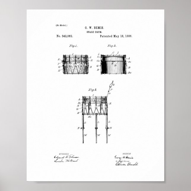 Snare Drum Patent Poster (Vorne)