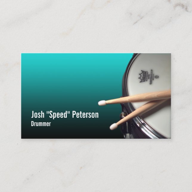 Snare Drum Turquoise Musician Business Card Visitenkarte (Vorderseite)