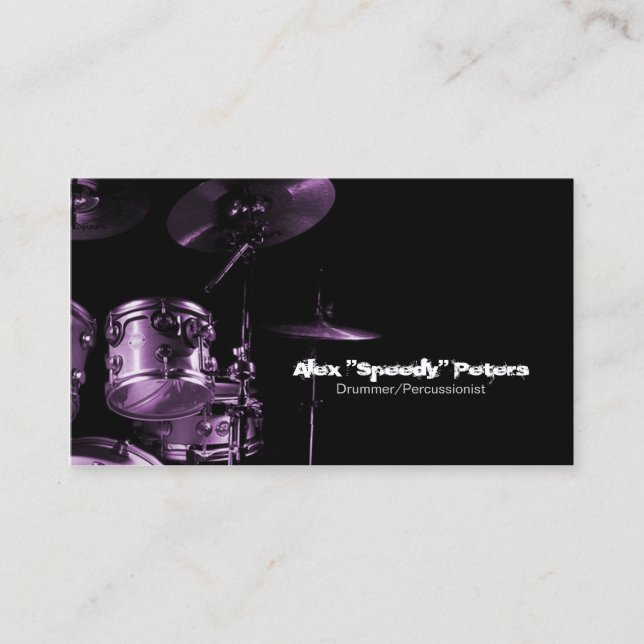 Snare et Tom Purple Drummer Carte de visite (Devant)