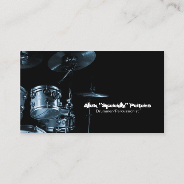 Snare und Tom Blue Drummer Business Card Visitenkarte (Vorderseite)