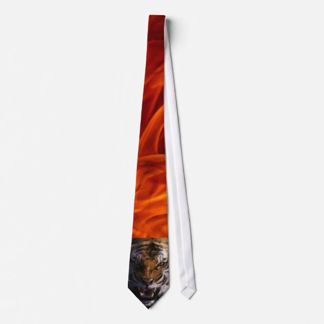Snarling Bengal Tiger & Fire Fine Art Cravate de l (Devant)