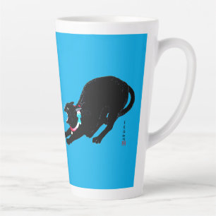 Snarling Hissing Black Japanese Cat Milchtasse