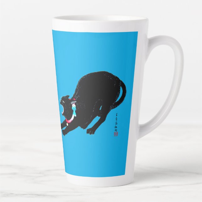 Snarling Hissing Black Japanese Cat Milchtasse (Rechts)