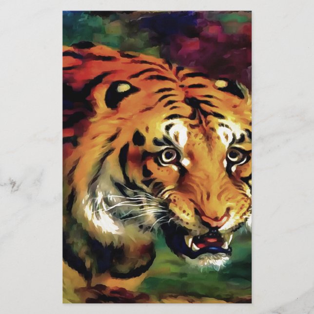 Snarling Tiger Artistic Portrait Briefpapier (Vorderseite)