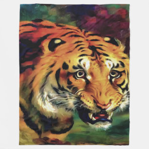 Snarling Tiger Artistic Portrait Fleecedecke