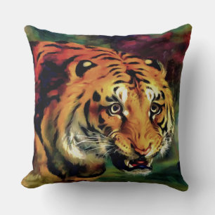 Snarling Tiger Artistic Portrait Kissen