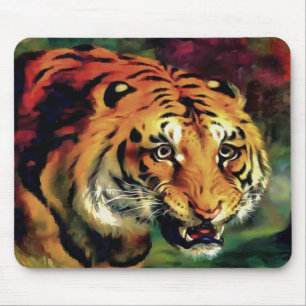 Snarling Tiger Artistic Portrait Mousepad