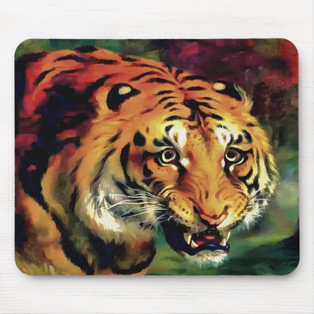 Snarling Tiger Artistic Portrait Mousepad (Vorne)