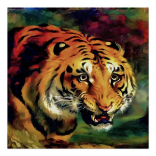 Snarling Tiger Artistic Portrait Poster