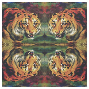 Snarling Tiger Artistic Portrait Stoff