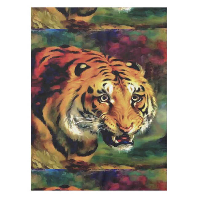 Snarling Tiger Artistic Portrait Tischdecke (Vorderseite)