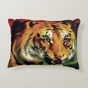 Snarling Tiger Artistic Portrait Zierkissen