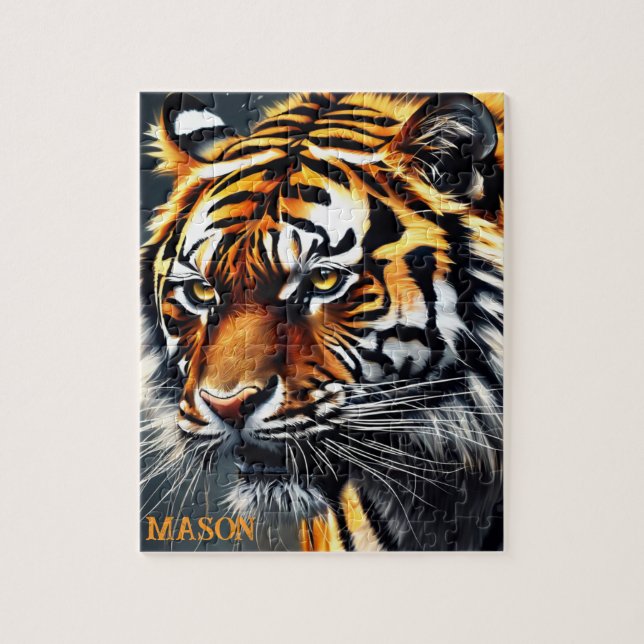 Snarling Tiger Personalisiert Name Gift (Vertikal)