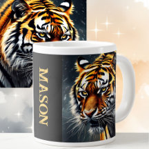 Snarling Tiger Personalize Name Geschenk Kaffee