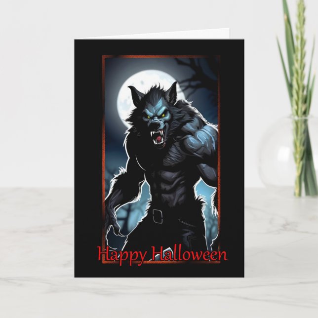 Snarling Werewolf Halloween Card Feiertagskarte (Vorderseite)