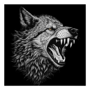 Snarly Wolf Poster