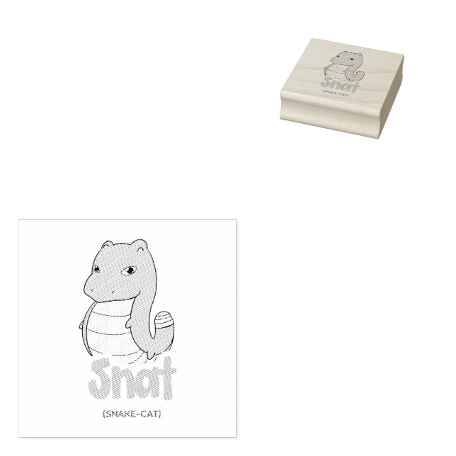 Snat (Schlange + Katze) Niedliche Briefmarke Tinte Gummistempel (Stempel)