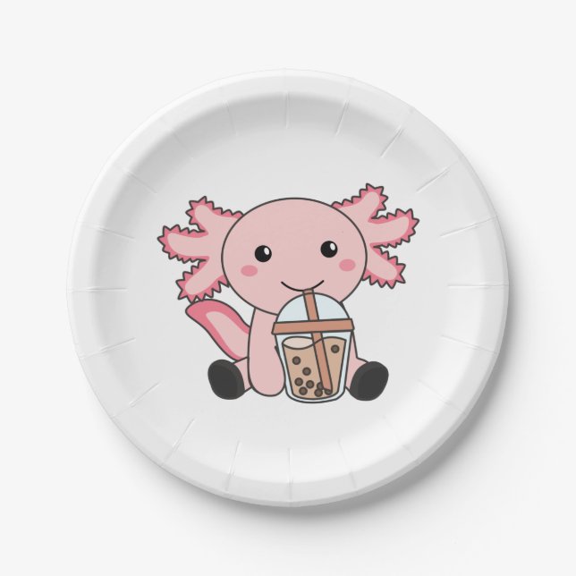 Snaxolotl Axolotl Bubble Tee Liebhaber von süßen T Pappteller (Vorderseite)
