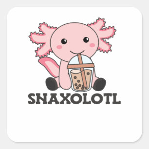 Snaxolotl Axolotl Bubble Tee Liebhaber von süßen T Quadratischer Aufkleber